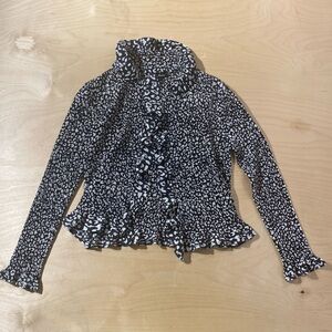 Caeliann Women's Black and White Ruffle Cardigan Medium (QS)